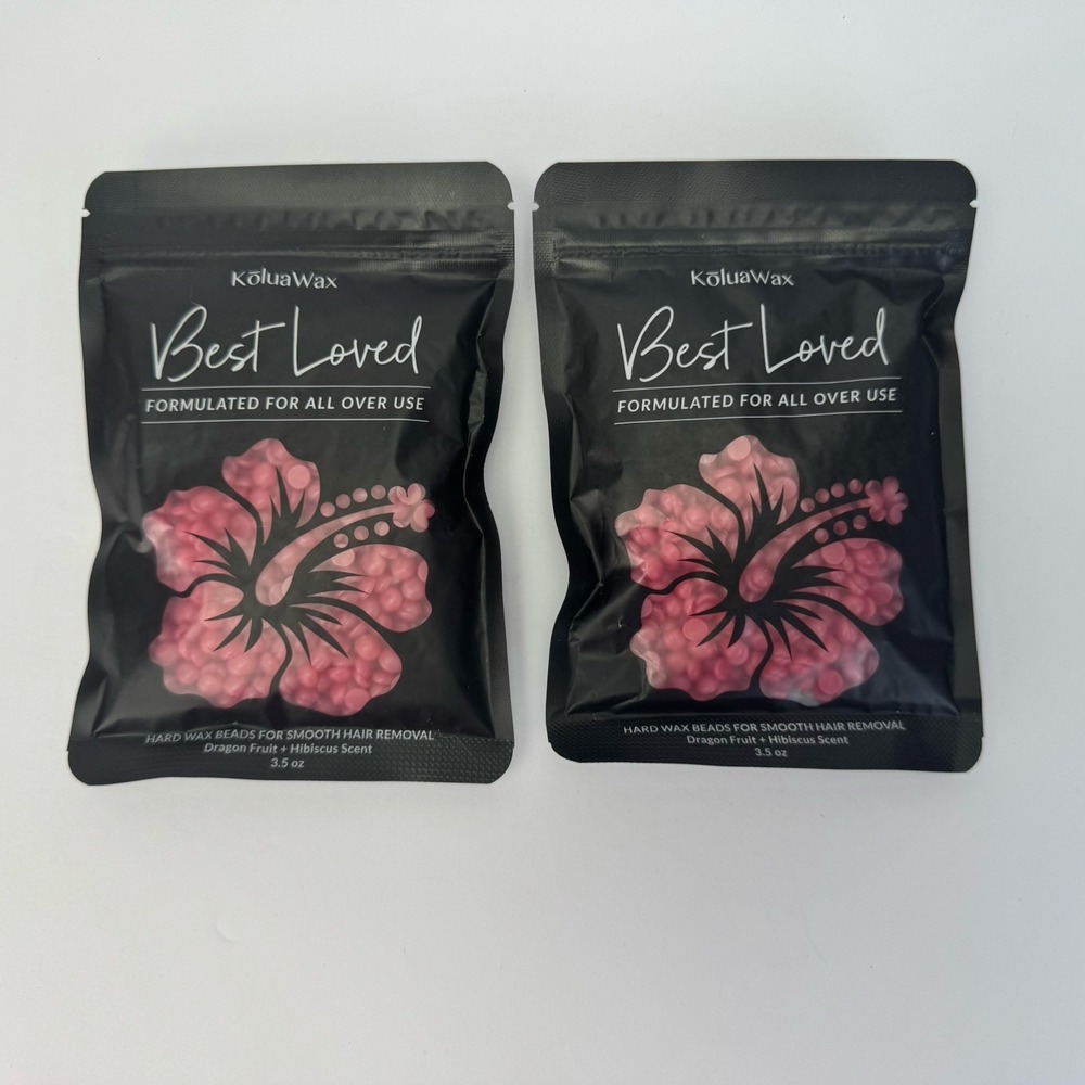 2 Kolua Wax Best Loved Hard Wax Beads for All Over Dragon Fruit & Hibiscus 3.5oz